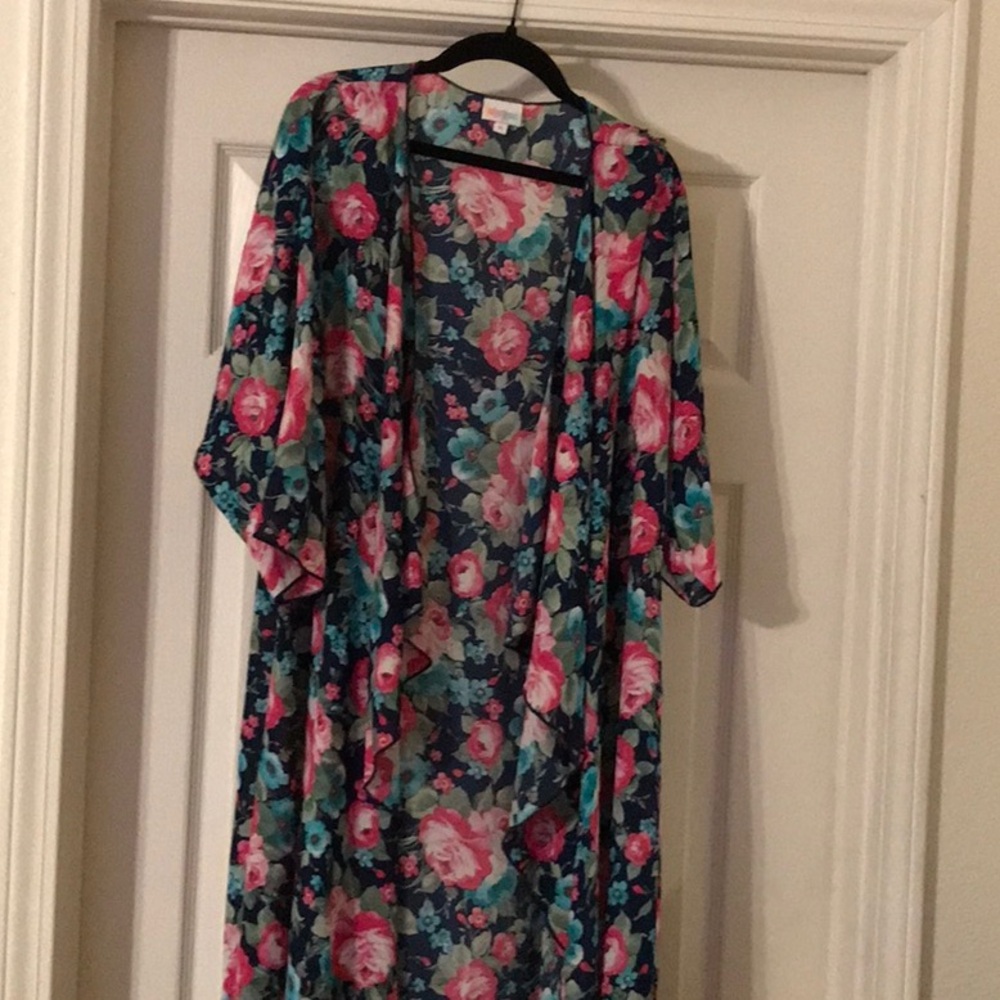 LuLaRoe Floral Cape - Pink and Blue